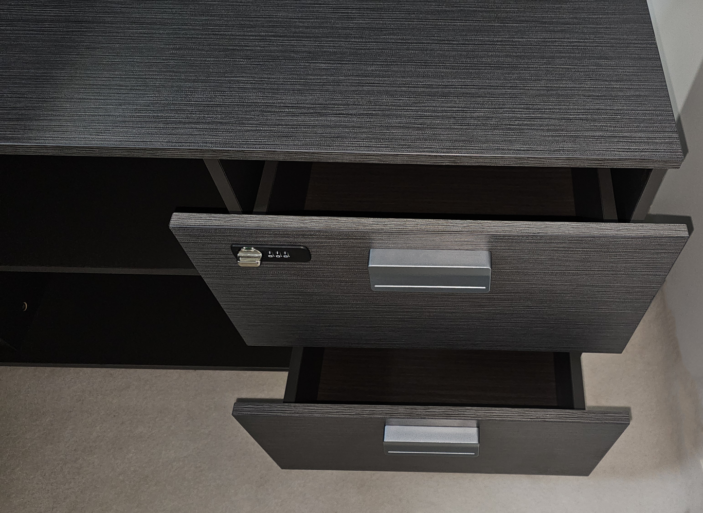 Modern Grey Aluminium Edged Melamine Corner Executive Office Desk with Full Length Top - 1800mm or 2000mm - WKO-FL-C-D05