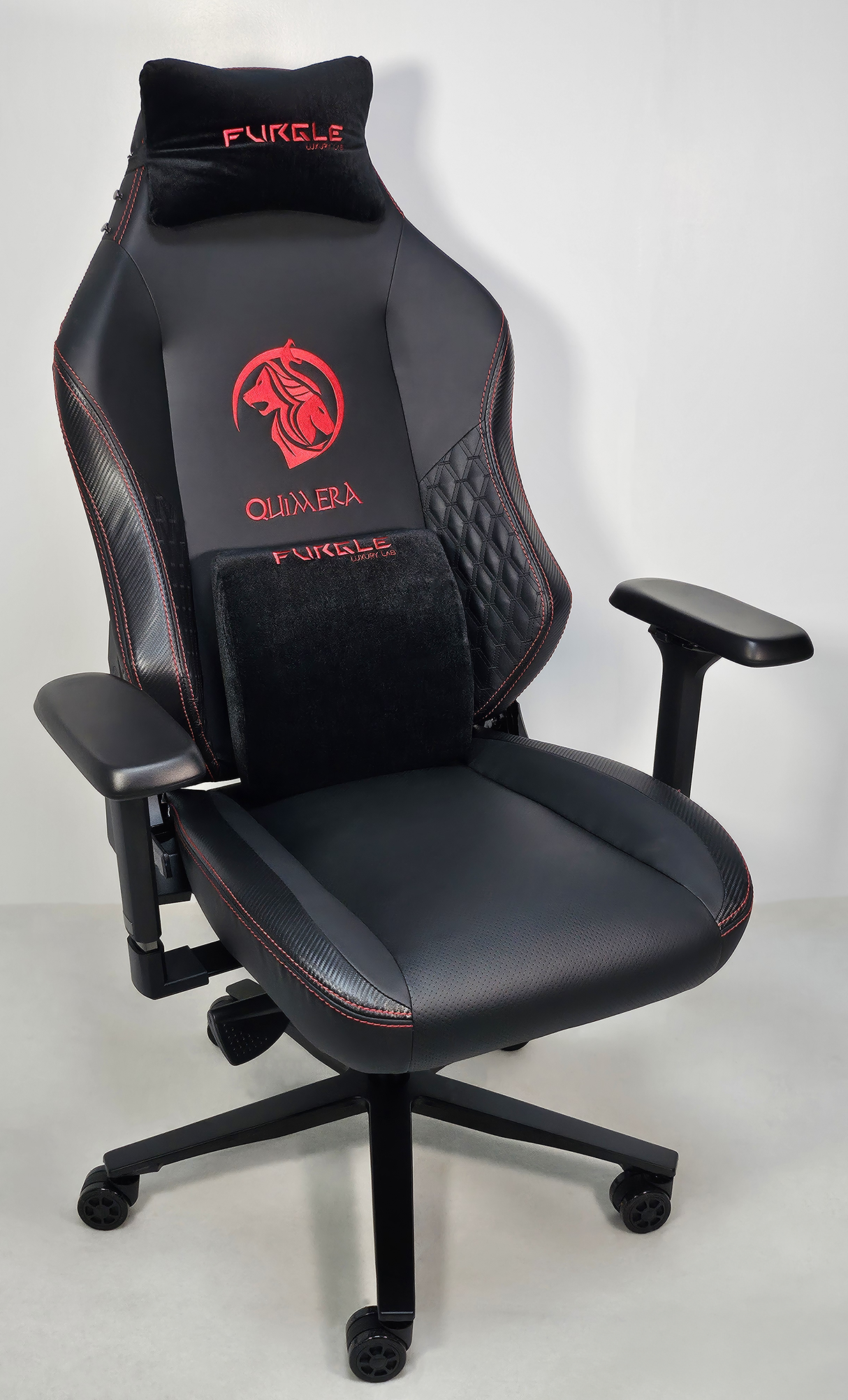 Reclining Black Leather Executive Gaming Style Office Chair with Red Detailing - F010A-1