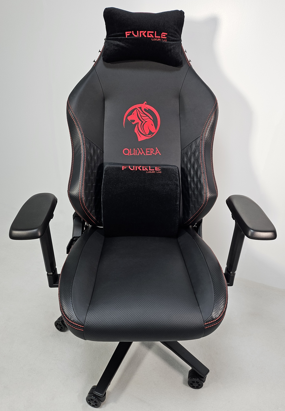 Reclining Black Leather Executive Gaming Style Office Chair with Red Detailing - F010A-1