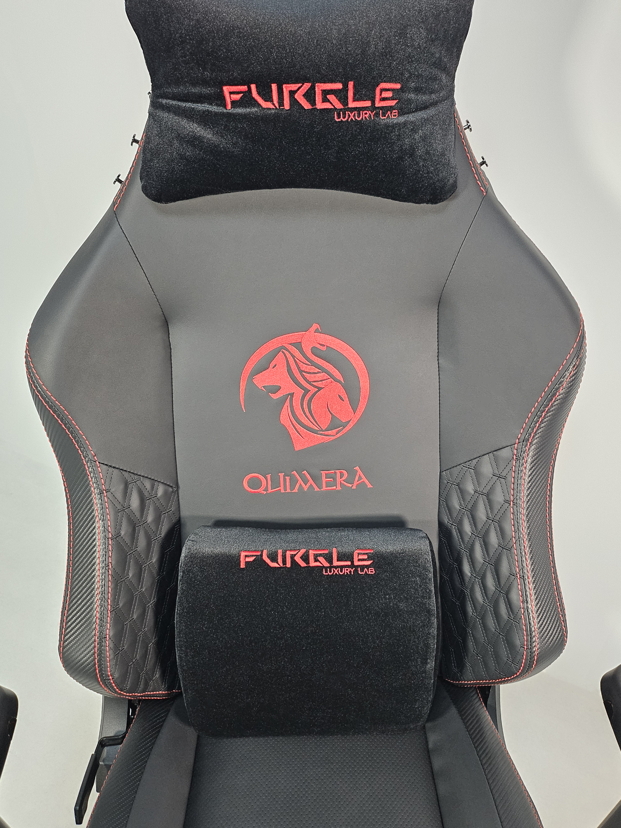 Reclining Black Leather Executive Gaming Style Office Chair with Red Detailing - F010A-1