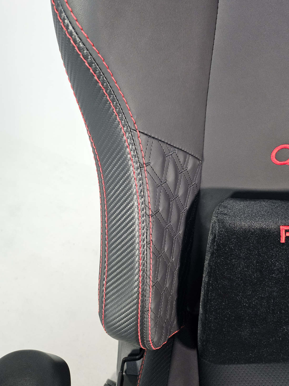 Reclining Black Leather Executive Gaming Style Office Chair with Red Detailing - F010A-1