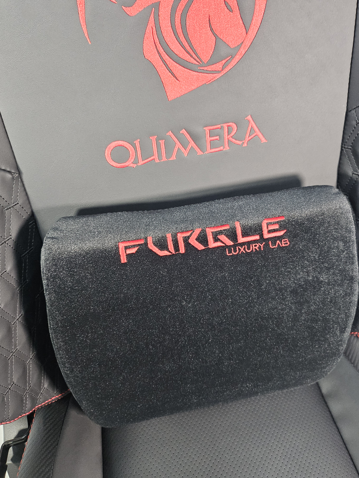 Reclining Black Leather Executive Gaming Style Office Chair with Red Detailing - F010A-1