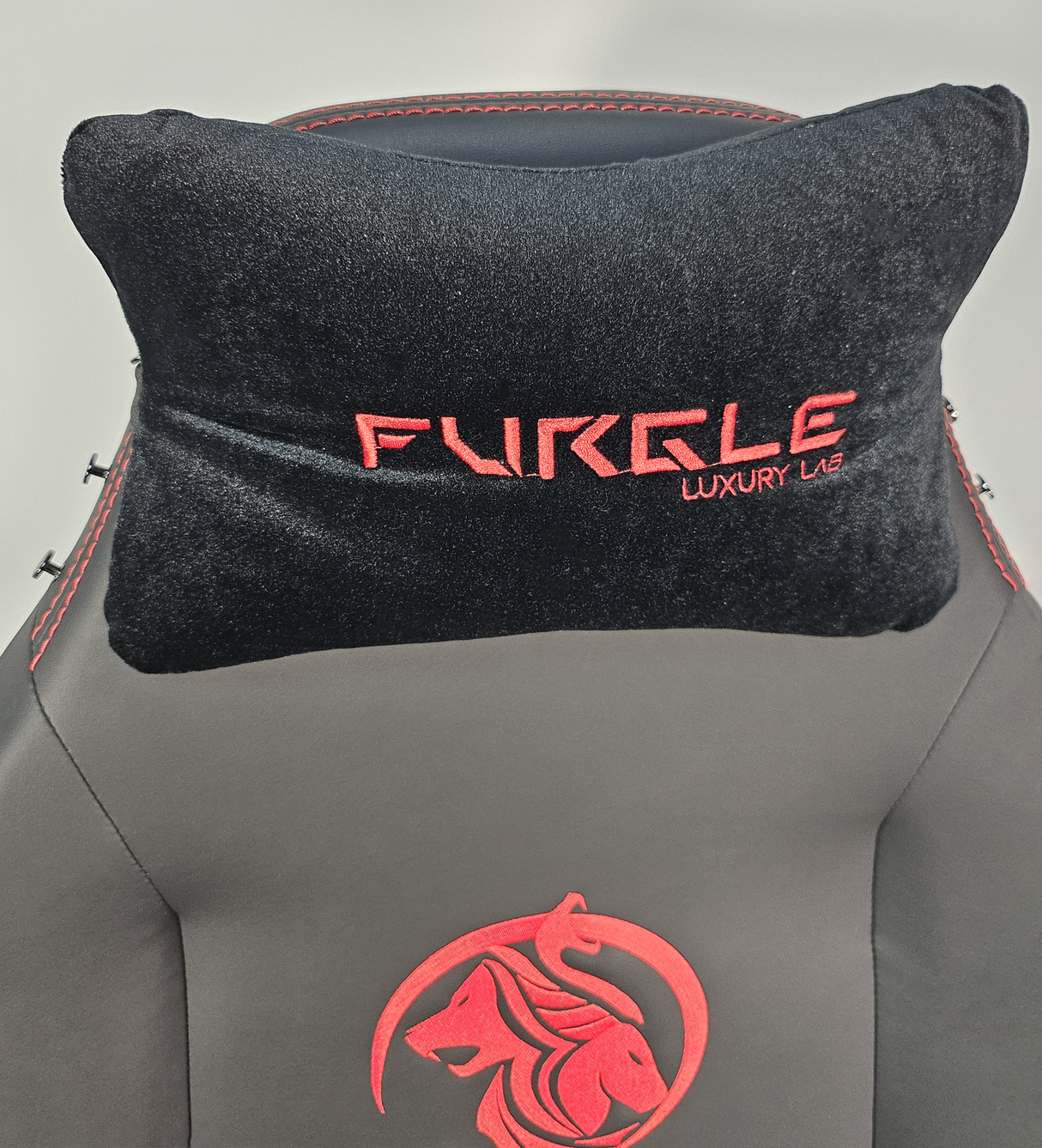 Reclining Black Leather Executive Gaming Style Office Chair with Red Detailing - F010A-1