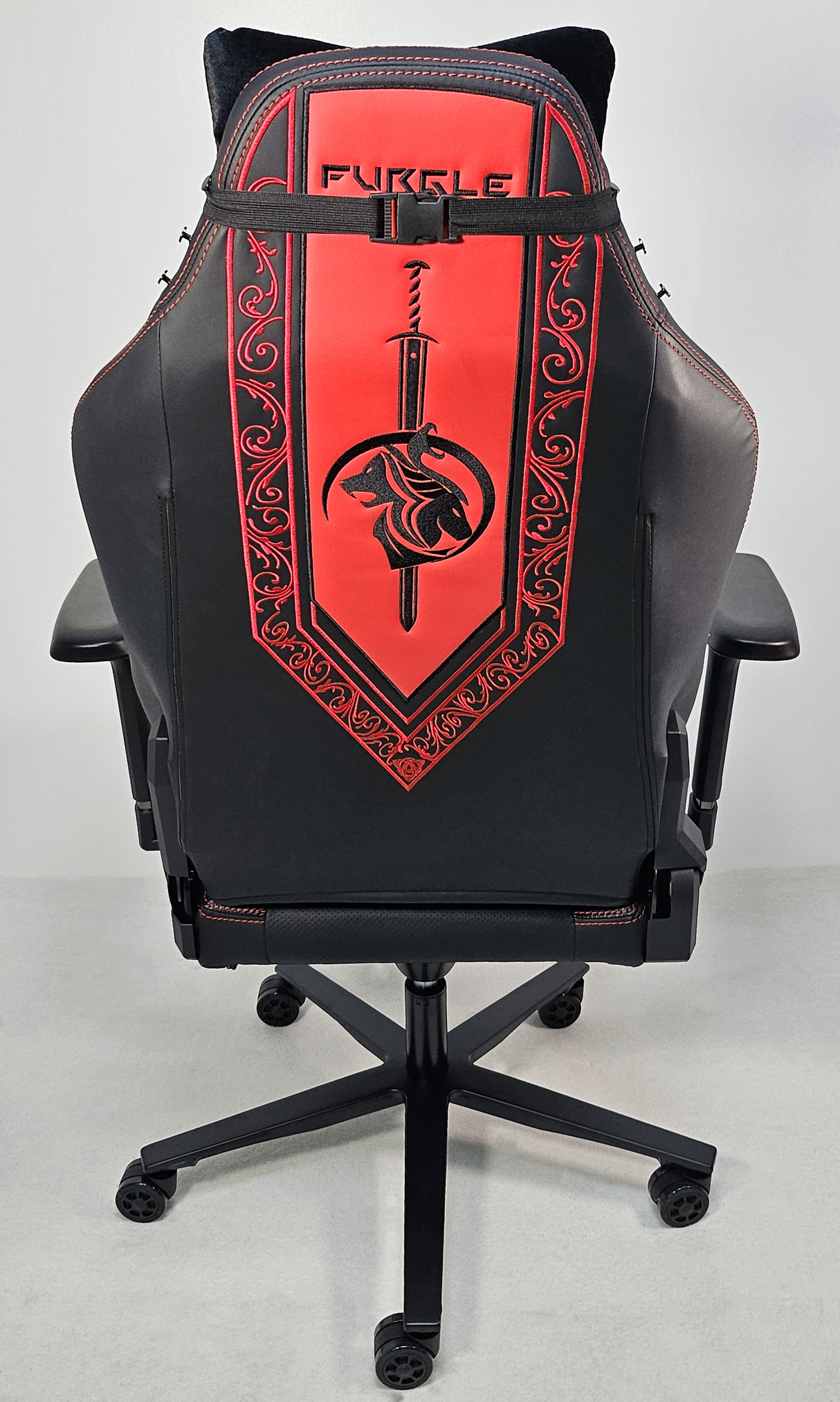 Reclining Black Leather Executive Gaming Style Office Chair with Red Detailing - F010A-1