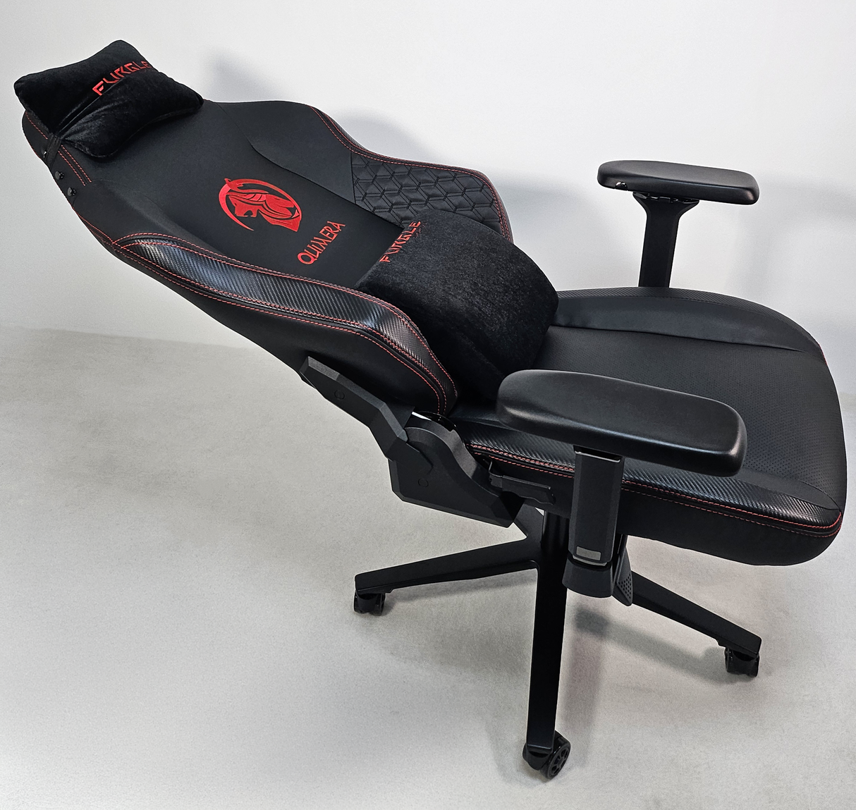 Reclining Black Leather Executive Gaming Style Office Chair with Red Detailing - F010A-1