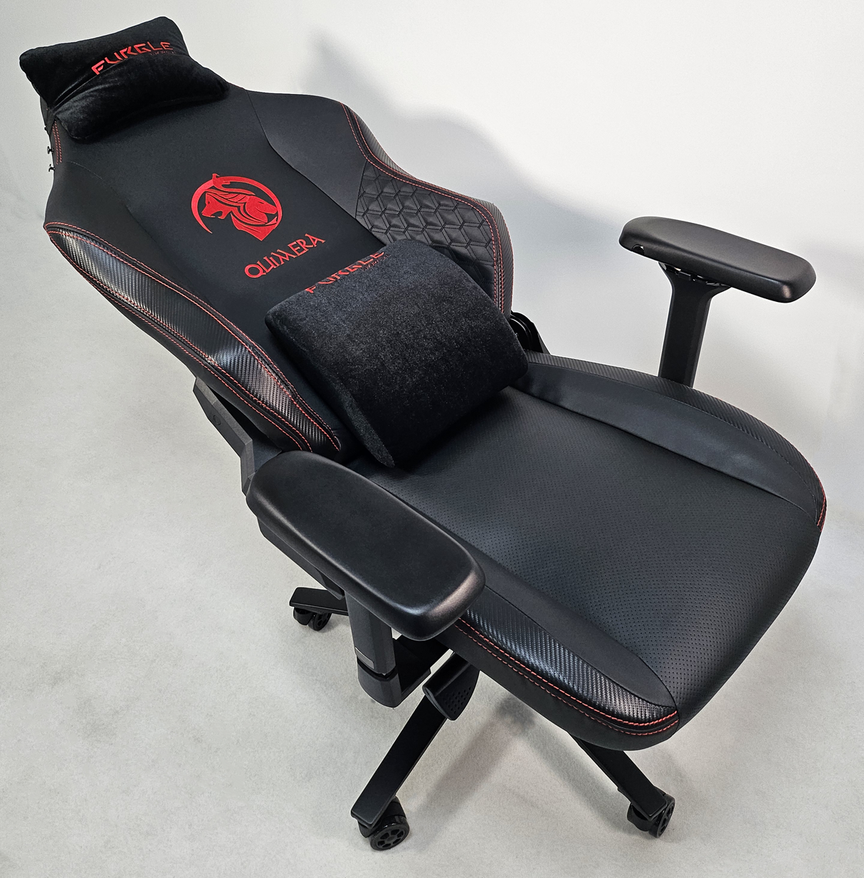 Reclining Black Leather Executive Gaming Style Office Chair with Red Detailing - F010A-1