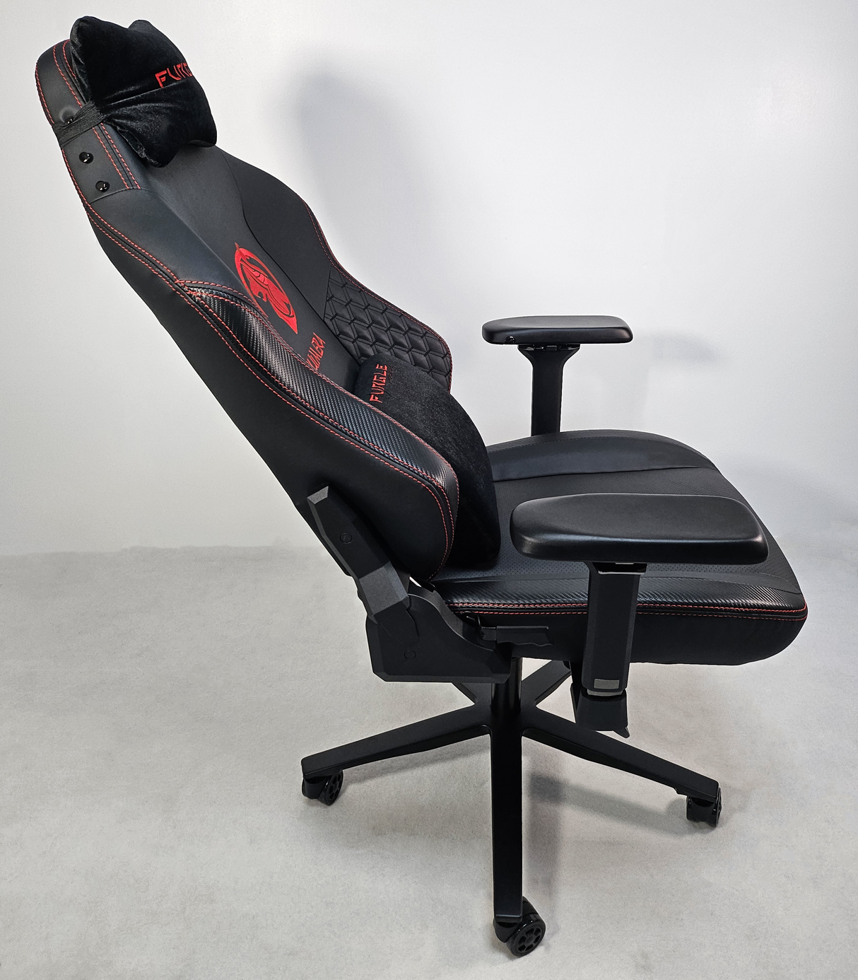 Reclining Black Leather Executive Gaming Style Office Chair with Red Detailing - F010A-1
