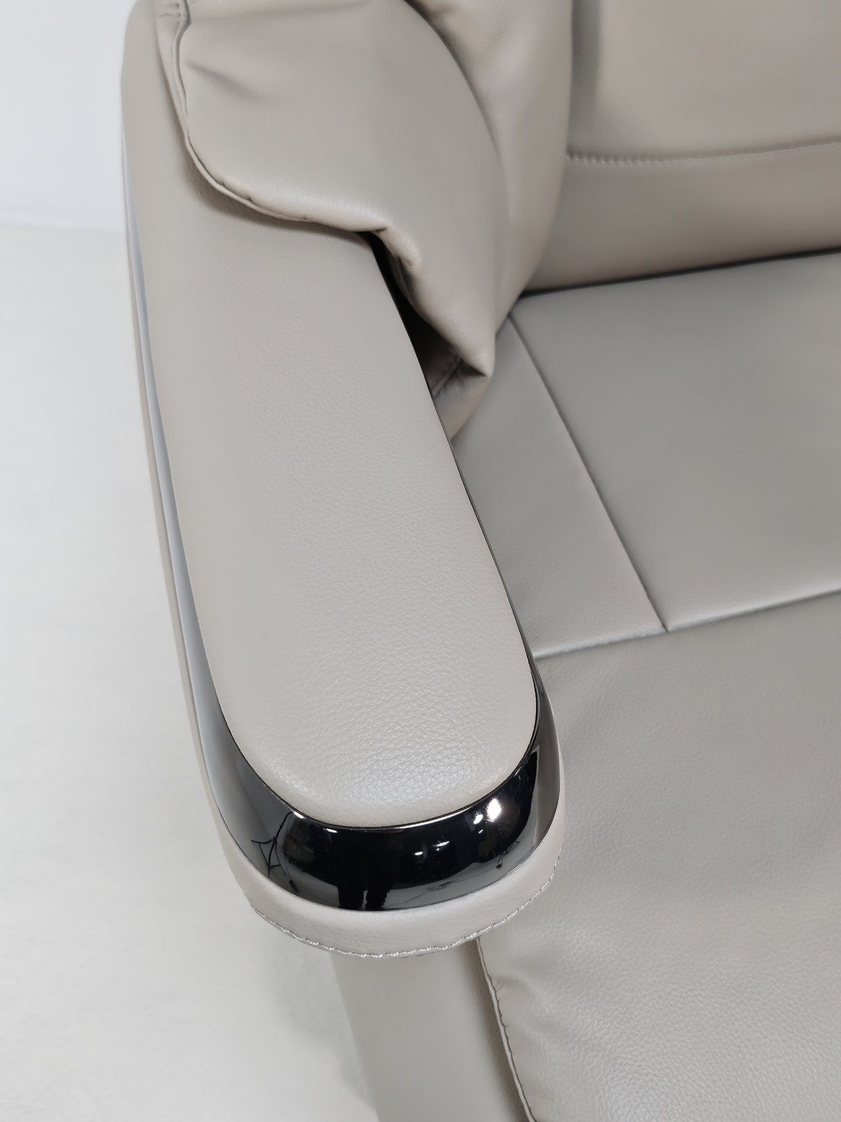 Electric Reclining Executive Leather Office Chair with USB A Charging Port - Grey Beige -  A2320