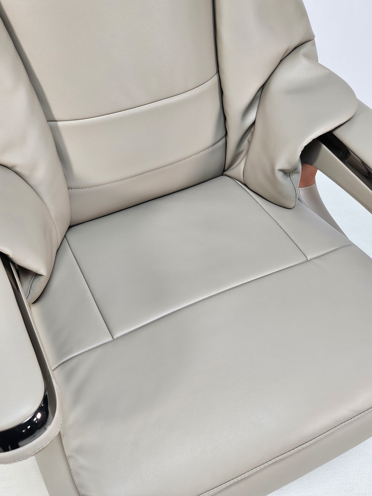 Electric Reclining Executive Leather Office Chair with USB A Charging Port - Grey Beige -  A2320