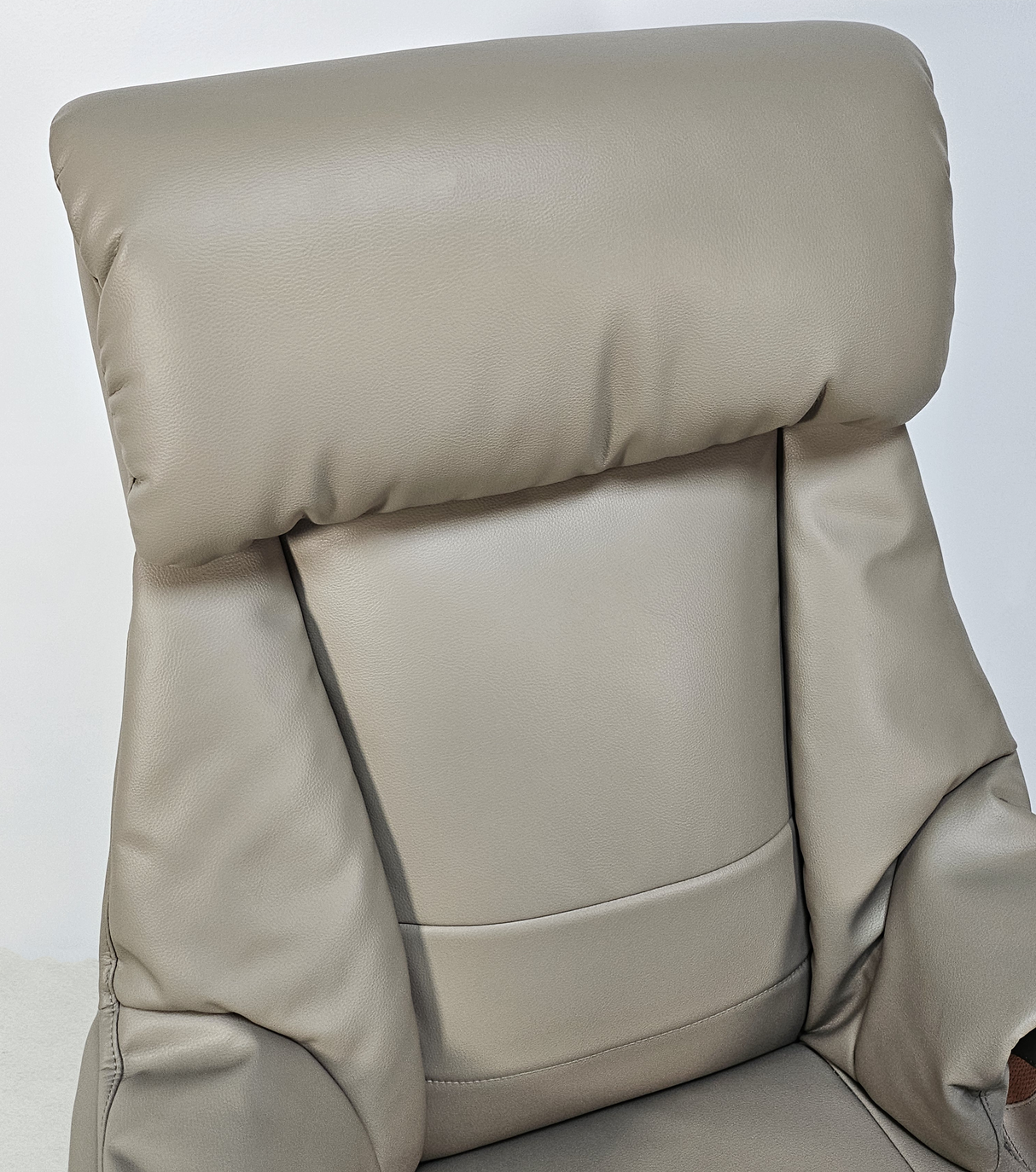Electric Reclining Executive Leather Office Chair with USB A Charging Port - Grey Beige -  A2320