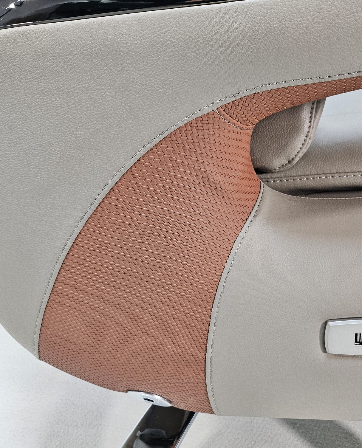 Electric Reclining Executive Leather Office Chair with USB A Charging Port - Grey Beige -  A2320