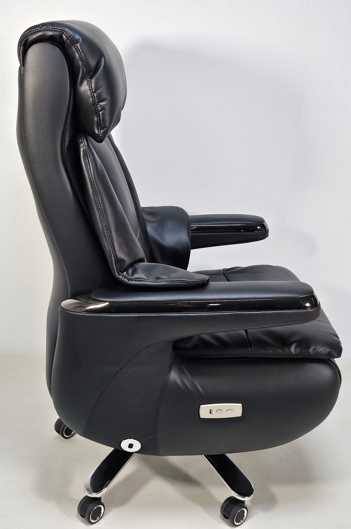 Electric Reclining Executive Leather Office Chair with USB A Charging Port - Black -  A2320