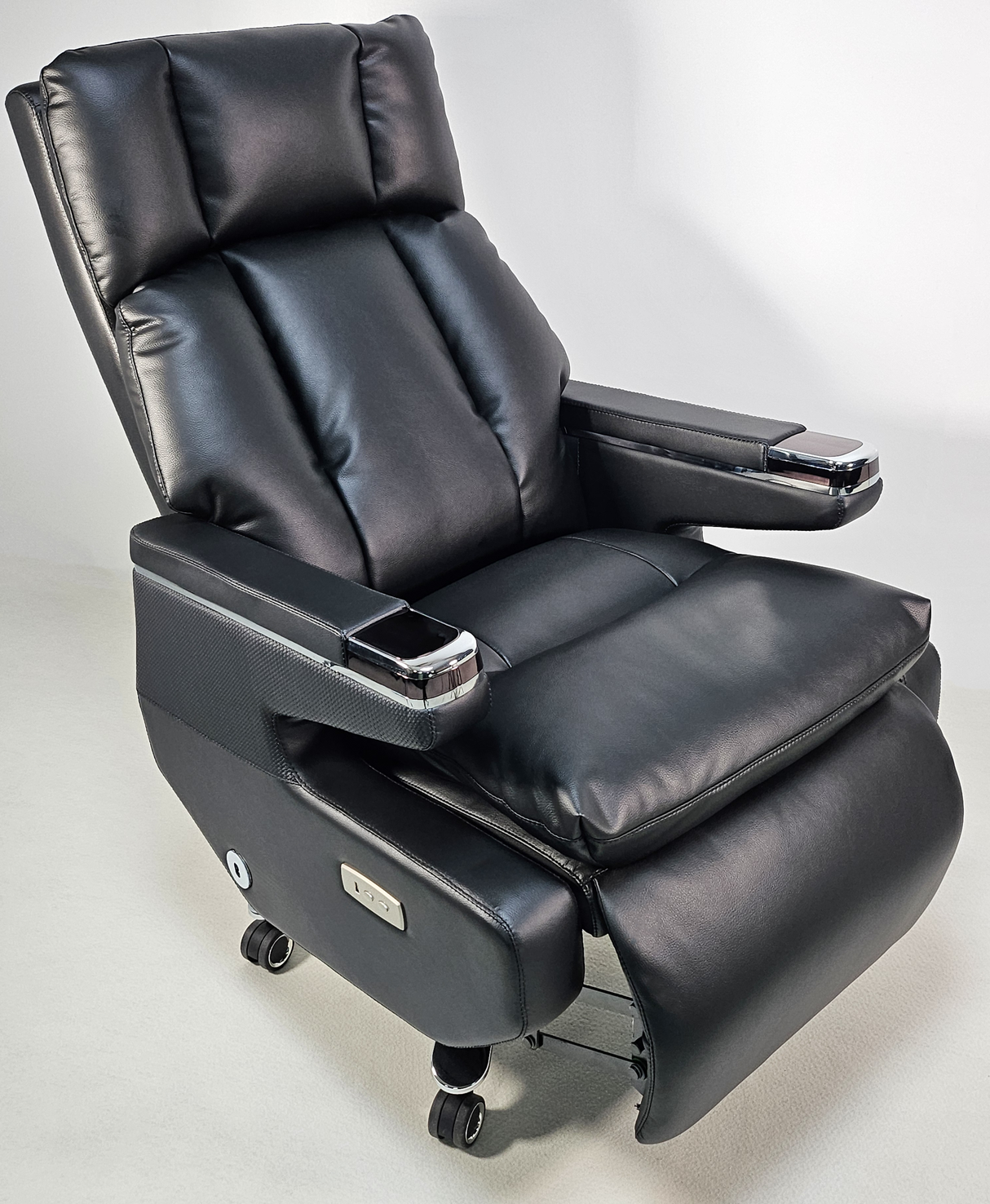 Electric Reclining Executive Leather Office Chair with USB A Charging Port - Black - A2321