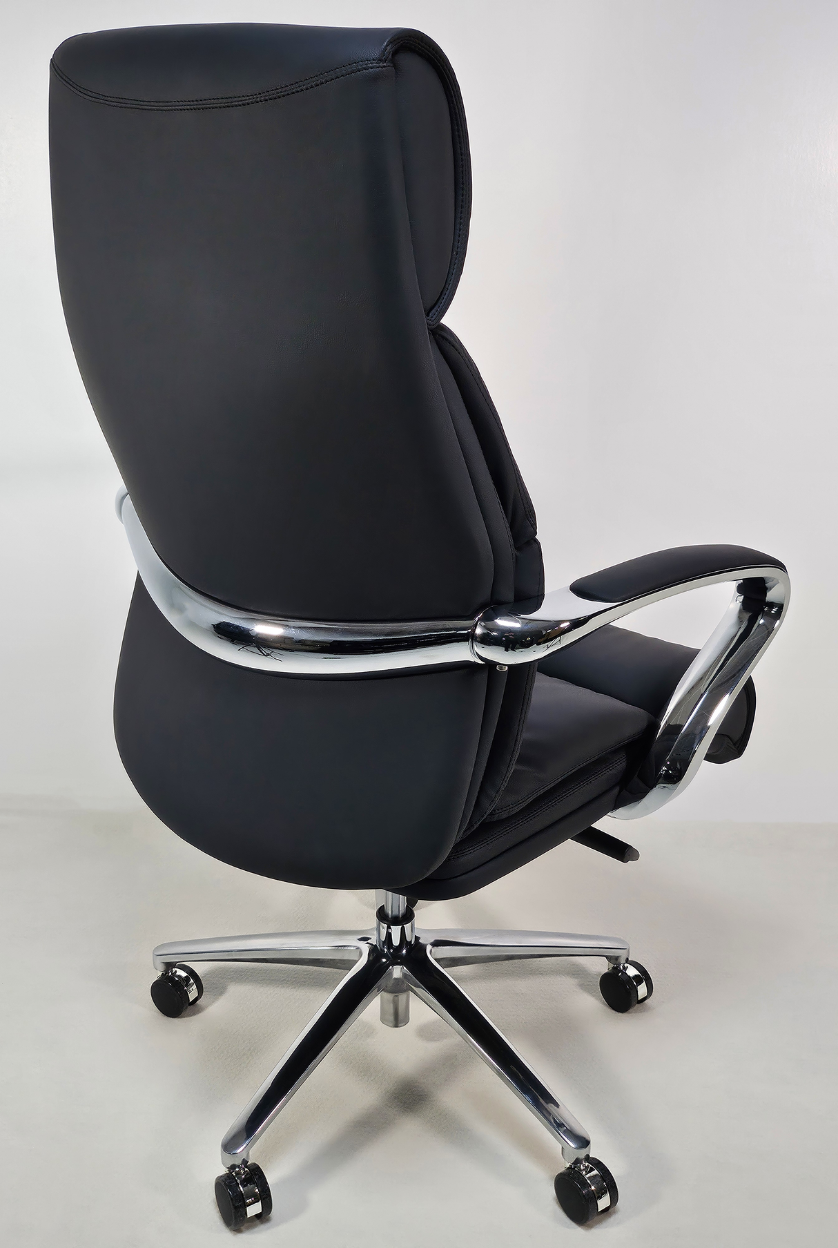 Quality Black Leather High Back Executive Office Chair with Chrome Arms -  YS1102A