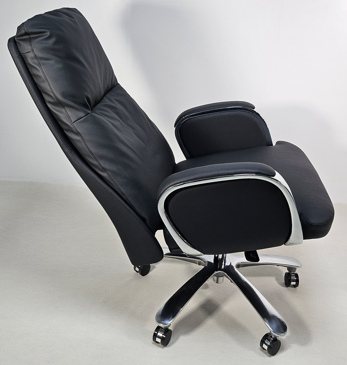 Modern High Back Executive Black Leather Office Chair with Chrome Arms - YS1815A