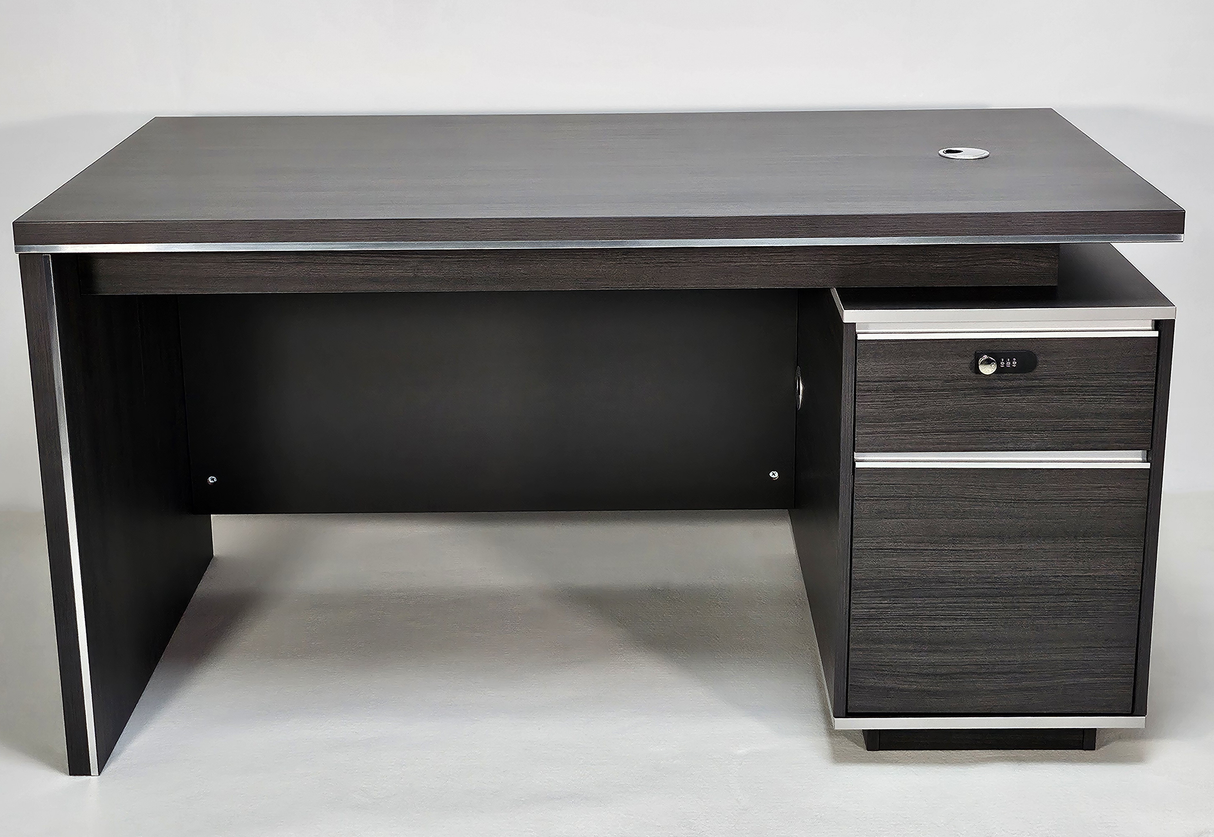 Modern Home Grey Oak Executive Office Desk with Built in Storage - 1200mm, 1300mm, 1400mm or 1500mm - DG25-D08