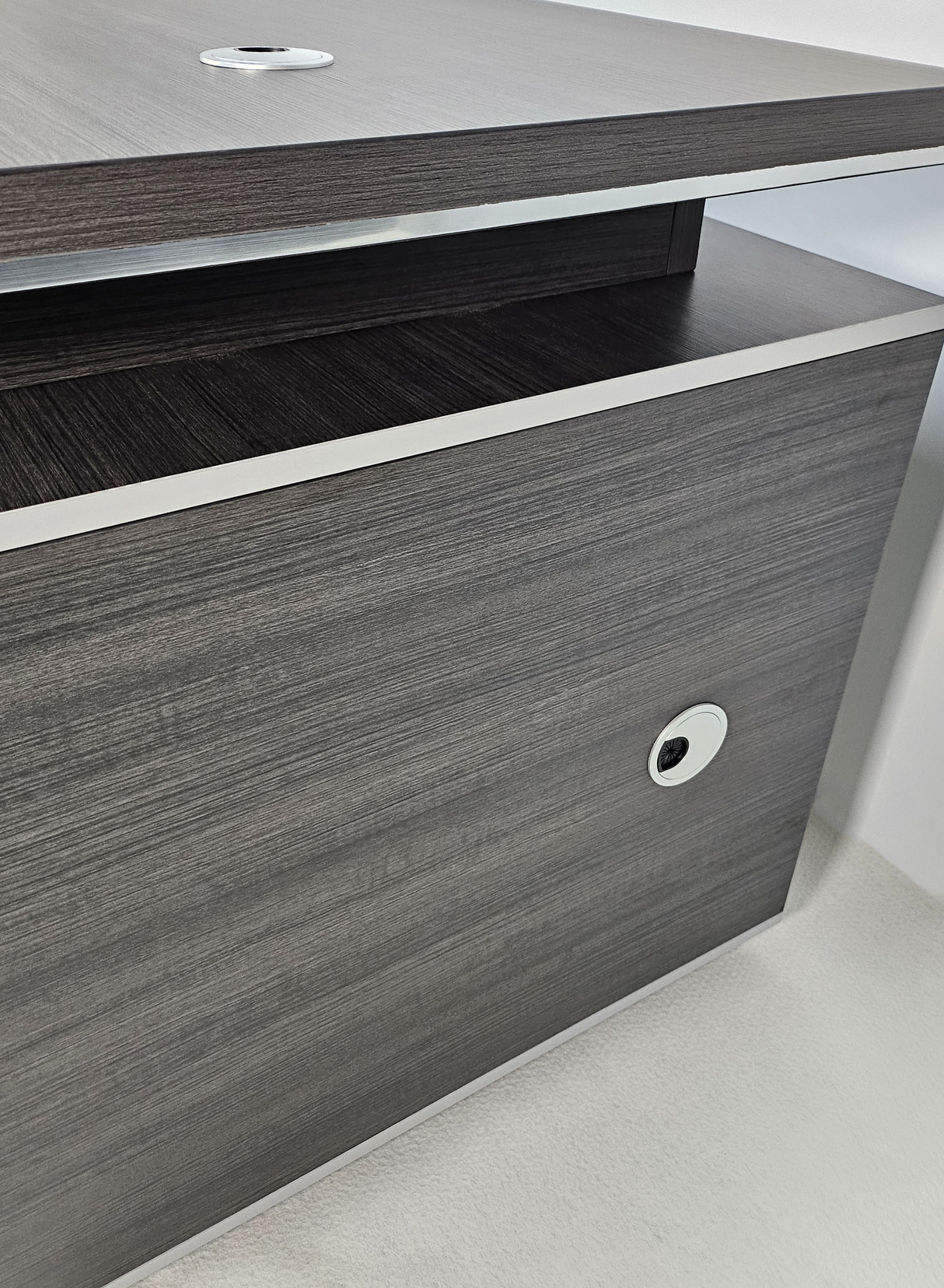 Modern Home Grey Oak Executive Office Desk with Built in Storage - 1200mm, 1300mm, 1400mm or 1500mm - DG25-D08
