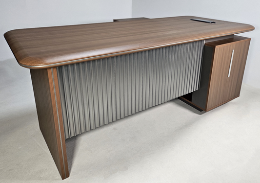 Premium Executive Corner Office Desk in American Walnut Melamine - Desktop Power Included - 1600mm, 1800mm, 2000mm - DG27-D01
