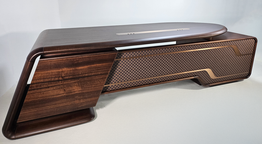 Solid Wood Curved Executive Office Desk with Built in Storage - 2800mm - GU-D28