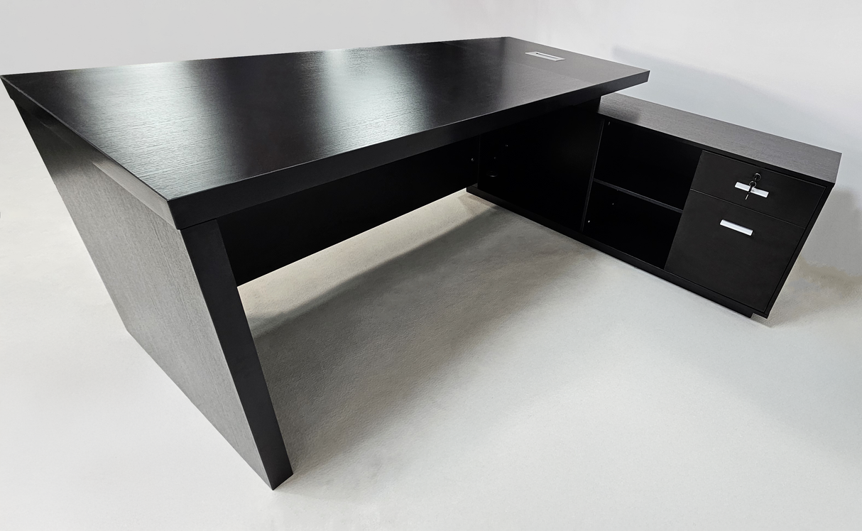 Modern Black Ash Executive Corner Office Desk - 1600mm or 1800mm - WS-X1918