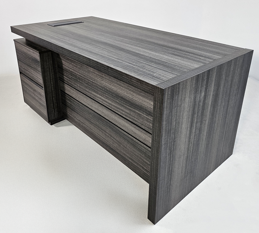 Modern Grey Oak Executive Office Desk with Built In Storage - A4 Suspension Filing Drawer - 1400mm, 1600mm or 1800mm - CF-STR-F