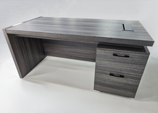 Modern Grey Oak Executive Office Desk with Built In Storage - A4 Suspension Filing Drawer - 1400mm, 1600mm or 1800mm - CF-STR-F