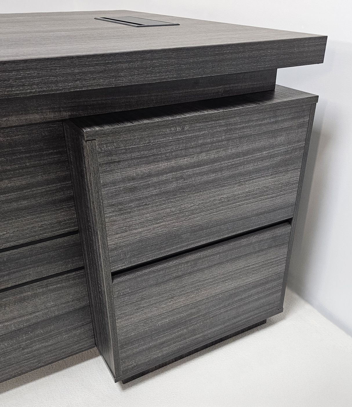 Modern Grey Oak Executive Corner Desk with Storage - 2400mm - CF-CRN-H