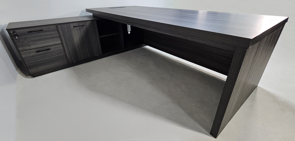 Modern Grey Oak Executive Corner Desk with Storage - 2400mm - CF-CRN-H