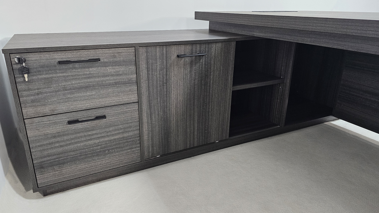 Modern Grey Oak Executive Corner Desk with Storage - 2400mm - CF-CRN-H