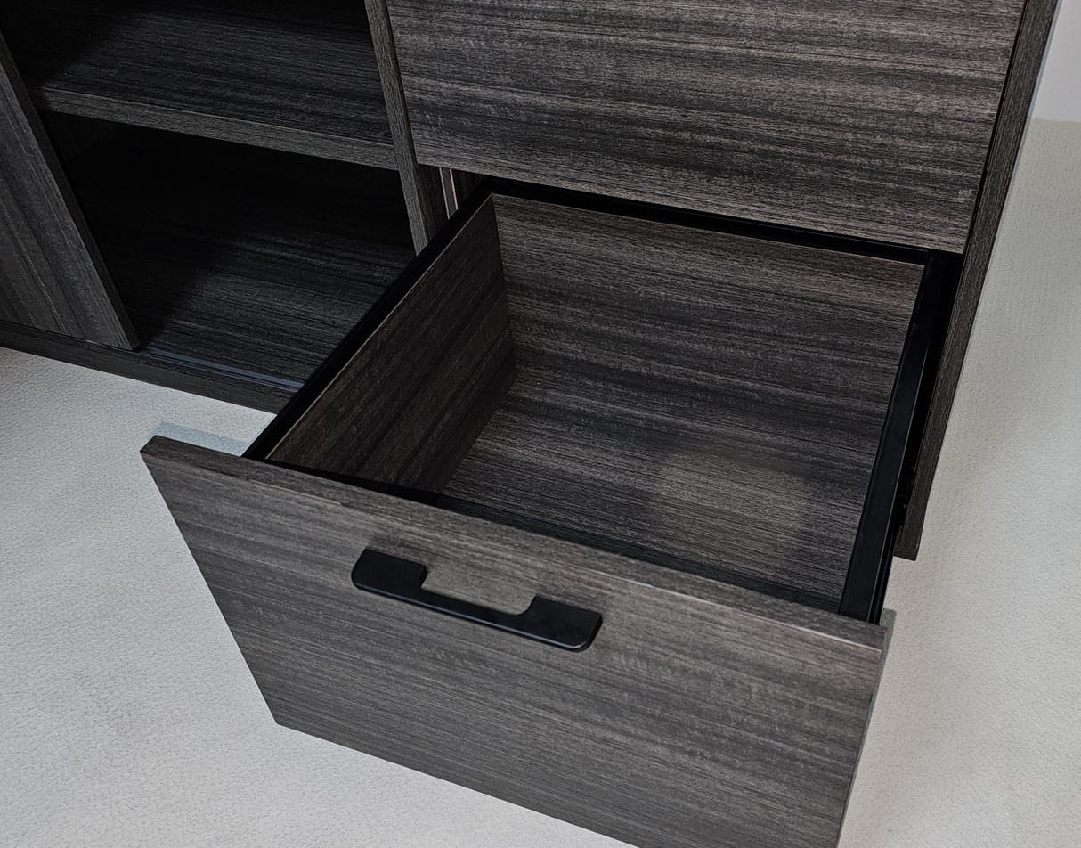 Modern Grey Oak Executive Corner Desk with Storage - 1600mm, 1800mm, 2000mm - CF-CRN-H
