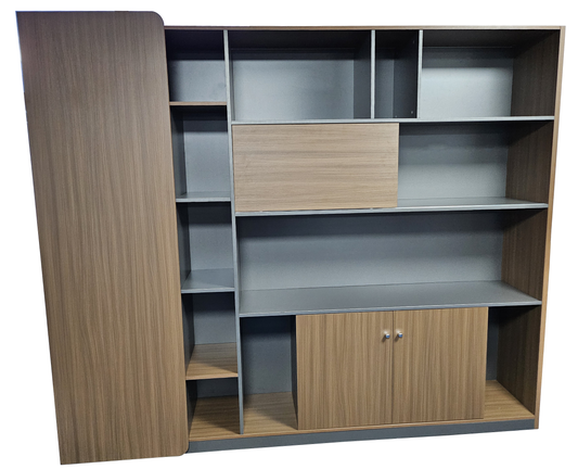 Premium Modern Executive Bookcase in American Walnut Melamine - 2400mm - DG27-S01