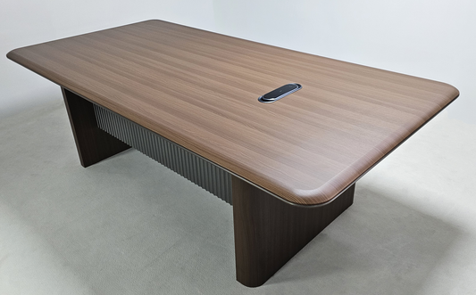 Premium Executive Boardroom Table in American Walnut Melamine - Desktop Power Included - 2400mm - DG27-C01