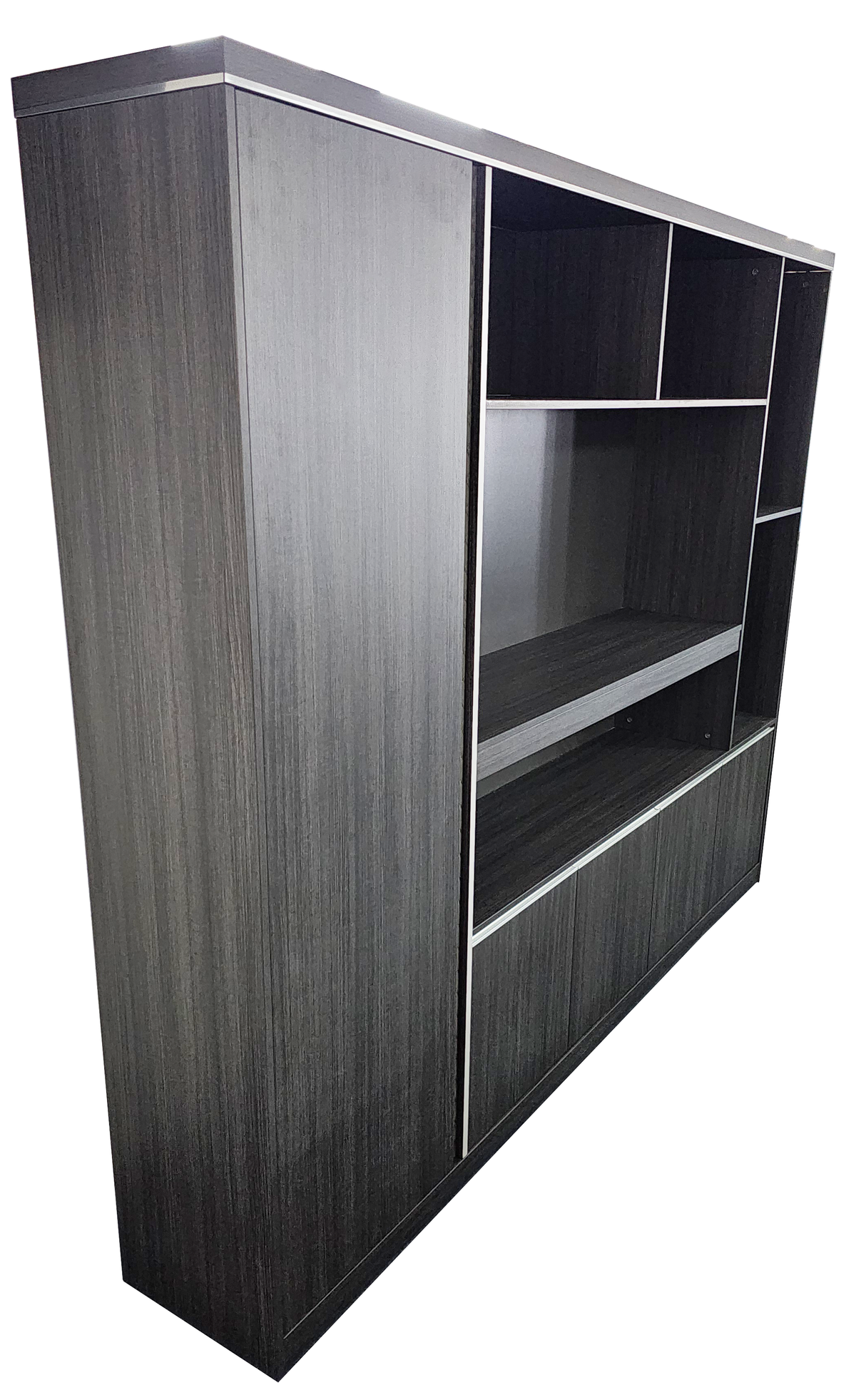 Extra Large Modern Grey Oak Bookcase with Open Shelving - 2400mm - DG25-S0124