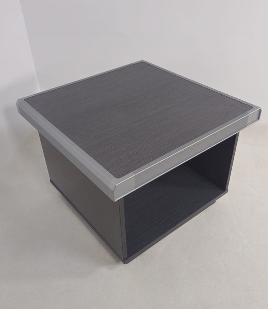 Grey Oak Melamine 600mm Wide Square Coffee Table with Aluminium Trim - DGWK-F0106