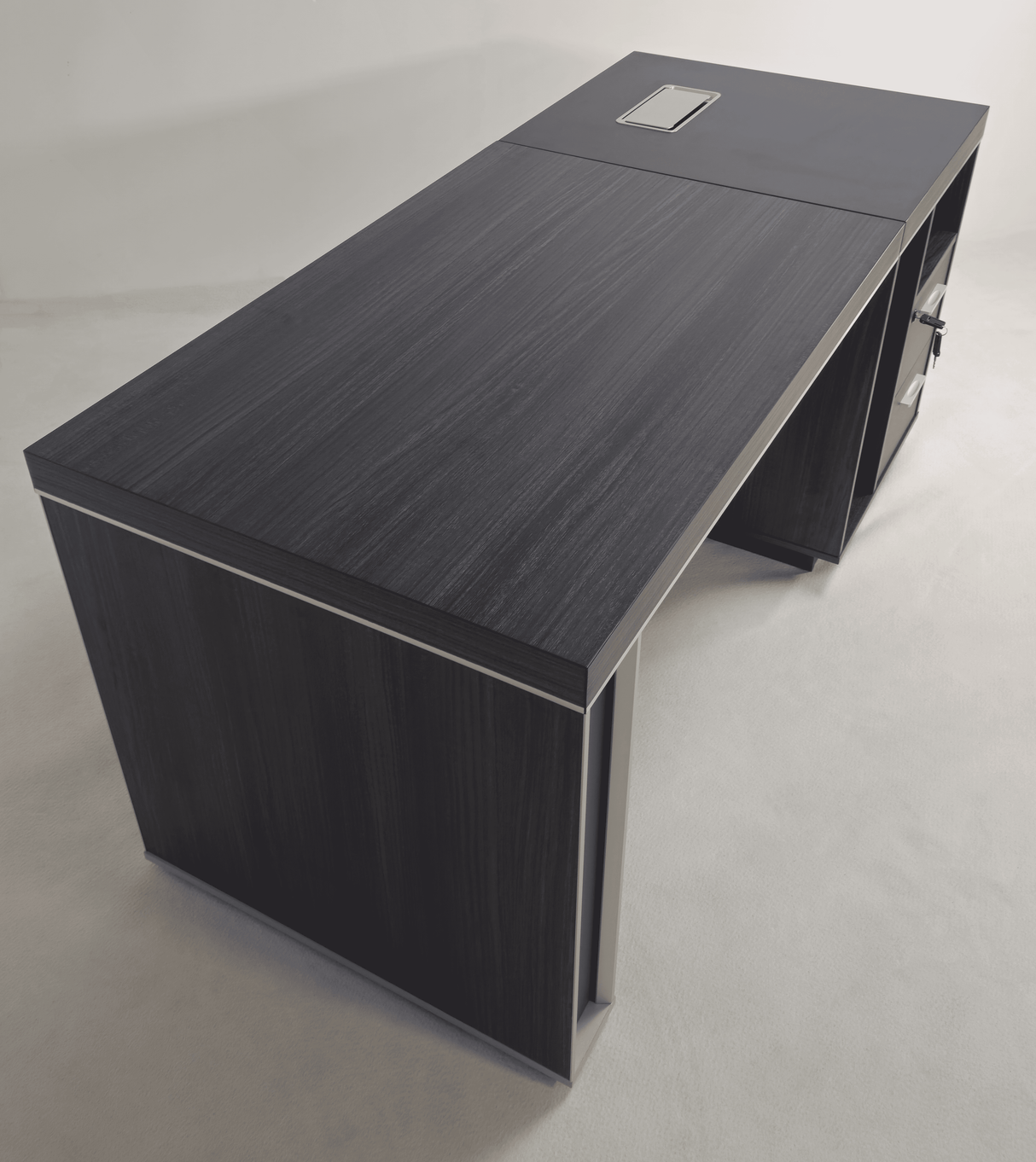 Modern Grey Oak Veneer Executive Office Desk with Built in Storage - 1600mm - BJS-X1616