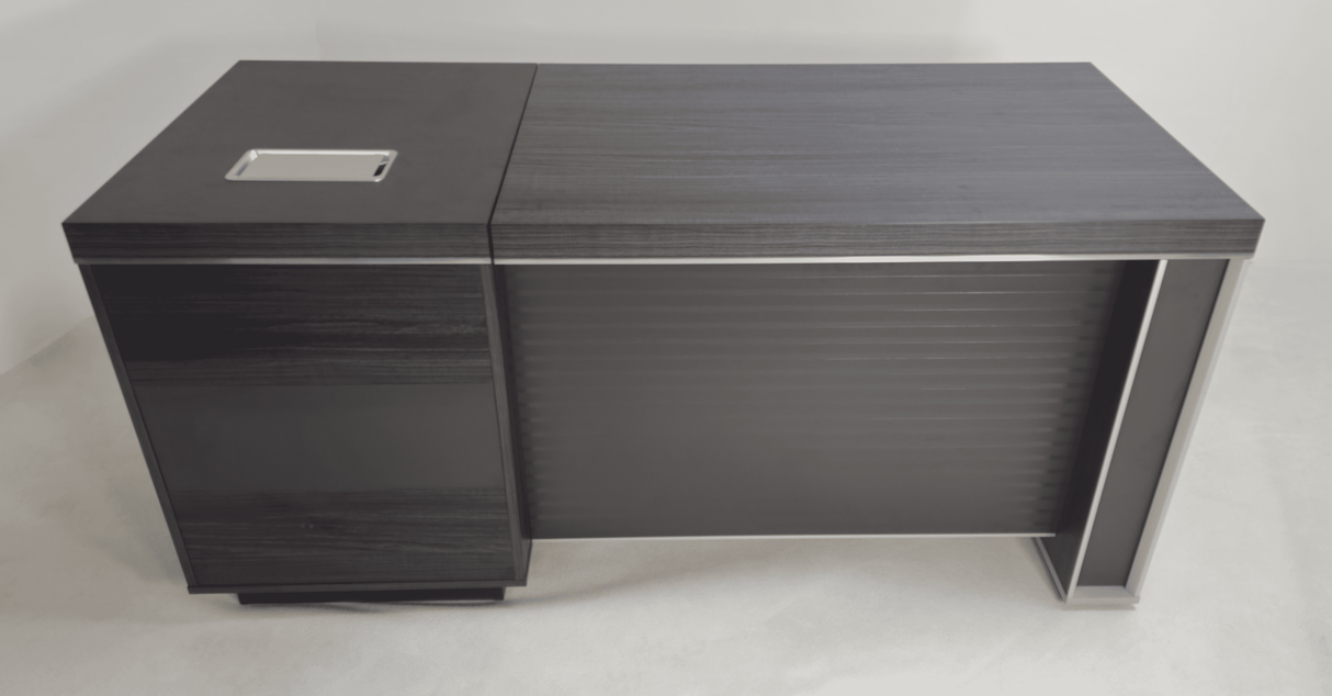 Modern Grey Oak Veneer Executive Office Desk with Built in Storage - 1600mm - BJS-X1616