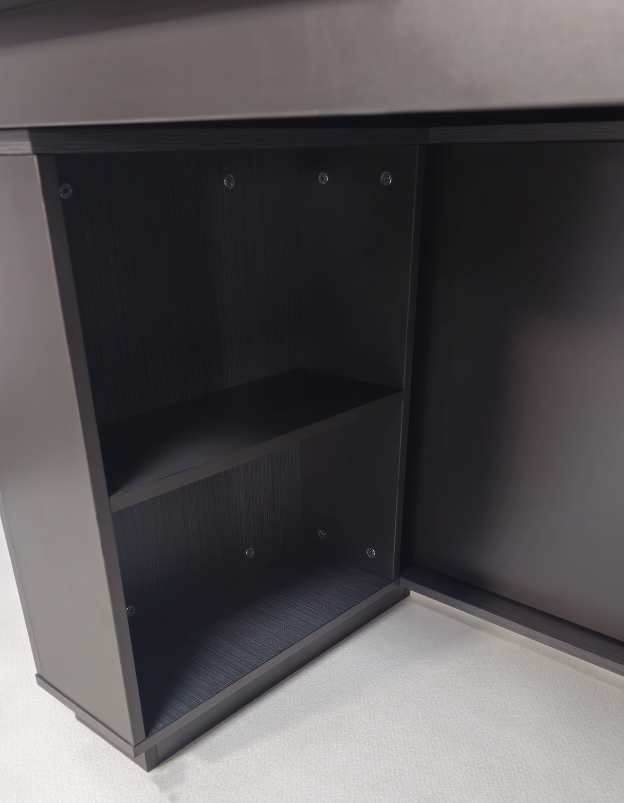 Modern Grey Oak Melamine Office Desk with Integrated Storage & Aluminium Trim – Corner Design - 1800mm or 2000mm - DGWK-C-D05