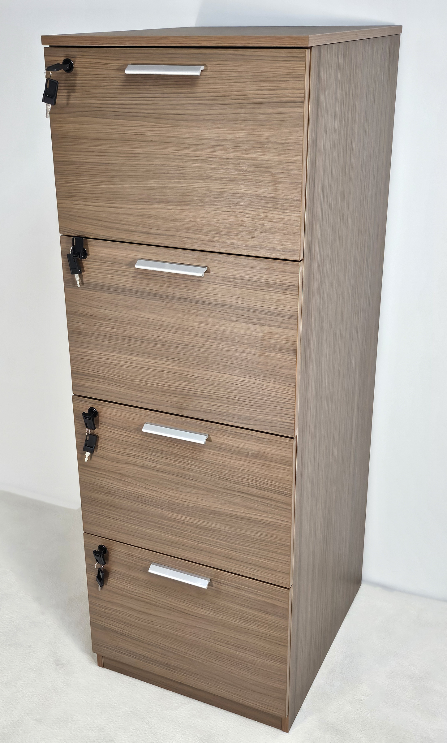 Quality Modern American Walnut Melamine Four Drawer Filing Cabinet - A4 Foolscap Suspension Files - DG27-AB84
