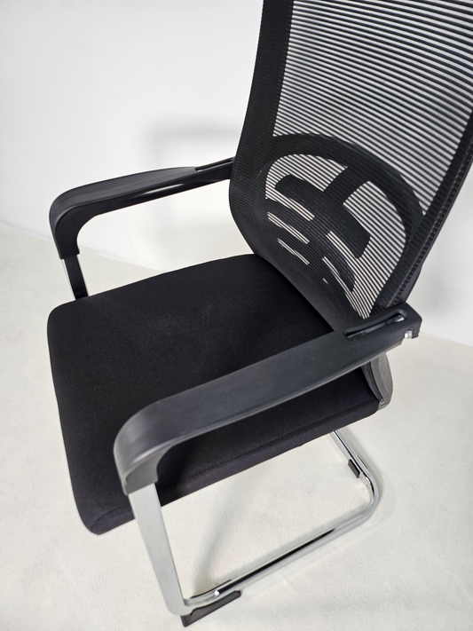 Modern Fabric Seat and Mesh Back with Lumbar Support Visitor Chair - J116