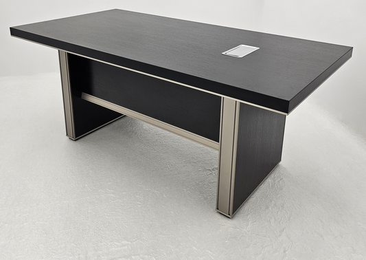 Modern Black Ash Melamine Meeting Table with Silver Trim - 1800mm, 2400mm - BT-BLACK-ASH