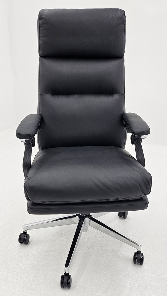 Soft Padded High Back Black Bonded Leather Reclining Office Chair - 805A
