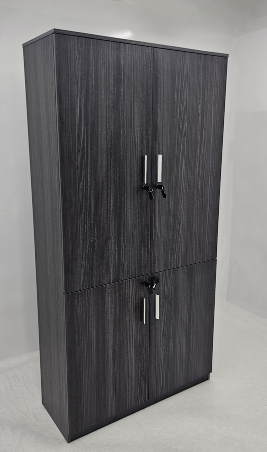 Modern Grey Oak Veneer Executive Four Separate Compartment Lockable Cupboard - 1000mm Wide - DS-CB-26