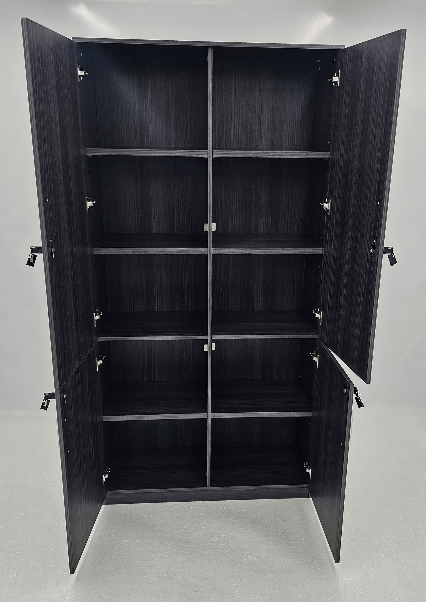 Modern Grey Oak Veneer Executive Four Separate Compartment Lockable Cupboard - 1000mm Wide - DS-CB-26