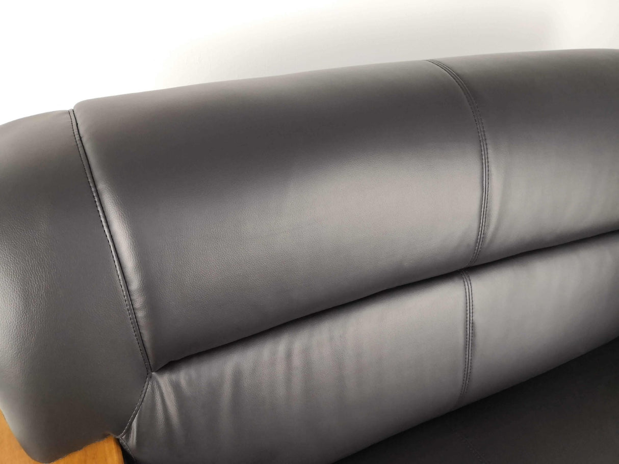 Black Office Sofa with Walnut Arms - Single, Twin or Triple - F-110