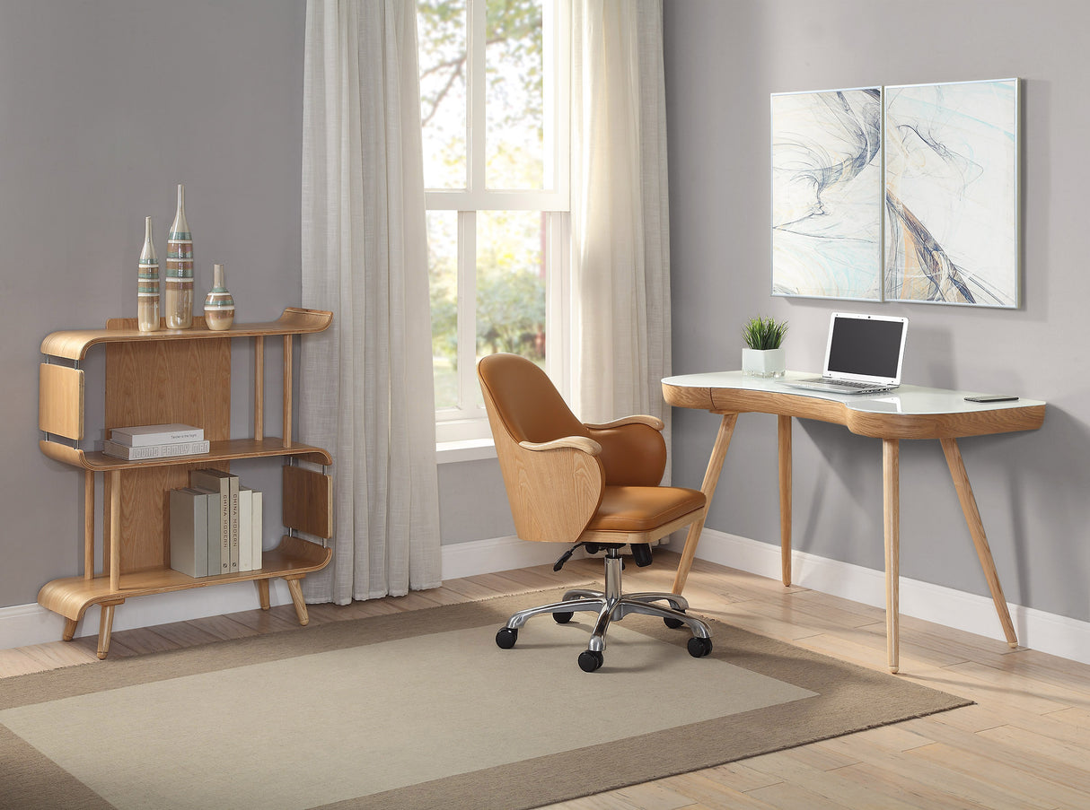 Contemporary Quality Home Glass Office Desk in Oak - 1200mm - PC714