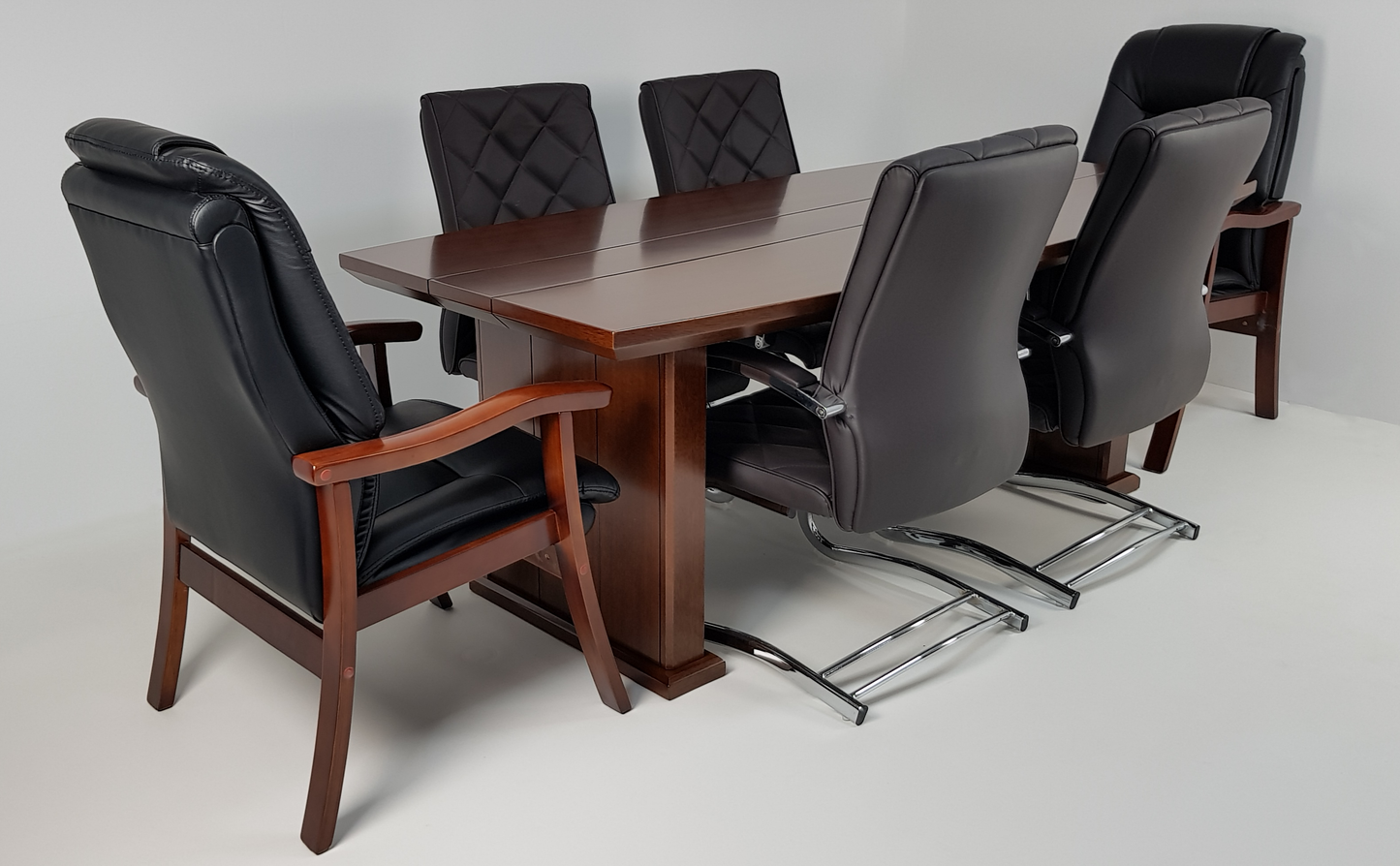 Real Wood Veneer Executive Boardroom Table in Light Walnut - 2400mm - 517-Walnut