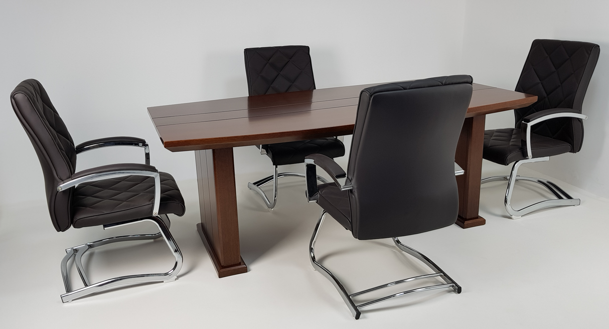 Real Wood Veneer Executive Boardroom Table in Light Walnut - 2400mm - 517-Walnut