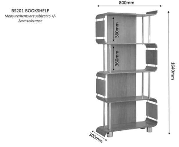 Contemporary Open Storage Bookcase in Grey Veneer - 800mm - BS201