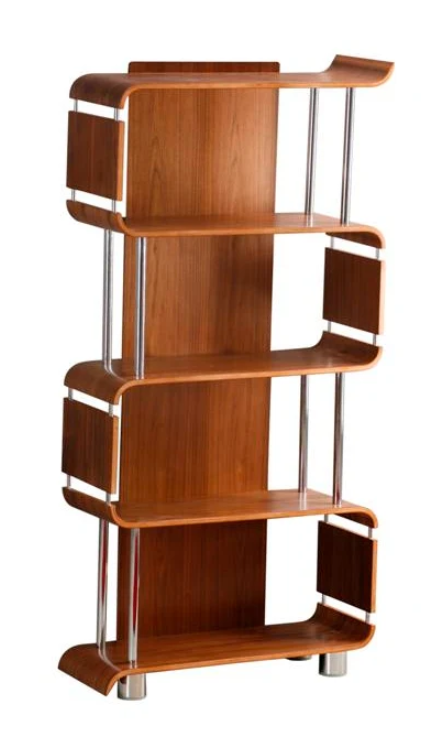 Contemporary Open Storage Bookcase in Walnut Veneer - 800mm - BS201