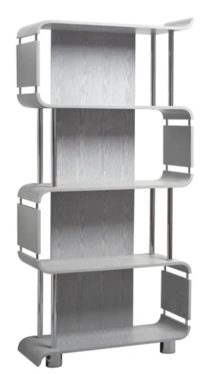 Contemporary Open Storage Bookcase in Grey Veneer - 800mm - BS201